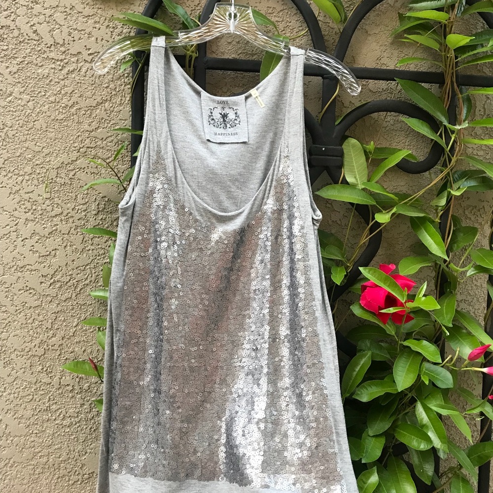 A5 Super Soft Sequin tank Love Happiness M